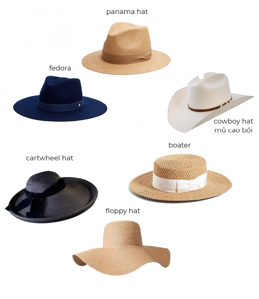 Tổng hợp các mẫu mũ rơm: rộng vành, boater, panama, bucket